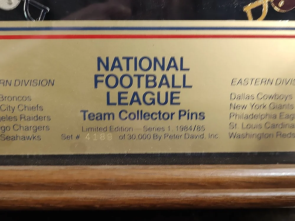 1984 1985 NFL Football Helmet Pins Complete Framed Set Limited
